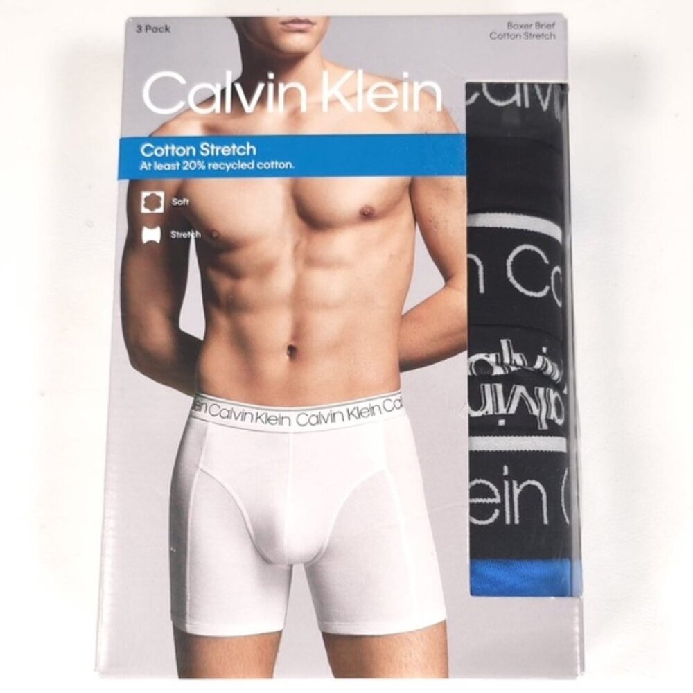 Calvin Klein 3‎ Pack Boxer Brief SMALL Cotton Stretch Extra Soft